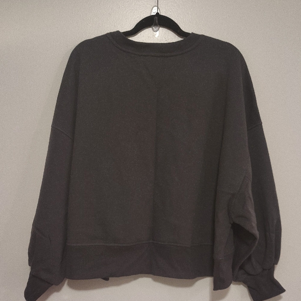 Zenana Charcoal Balloon Sleeve Sweatshirt Oversized Pullover Sizes: S–3X - Picture 4 of 4